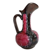 Grand pichet Vallauris framboise et noir irisé