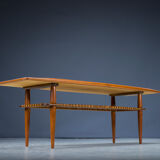 Mid-Century Coffee Table in Teak & Rattan