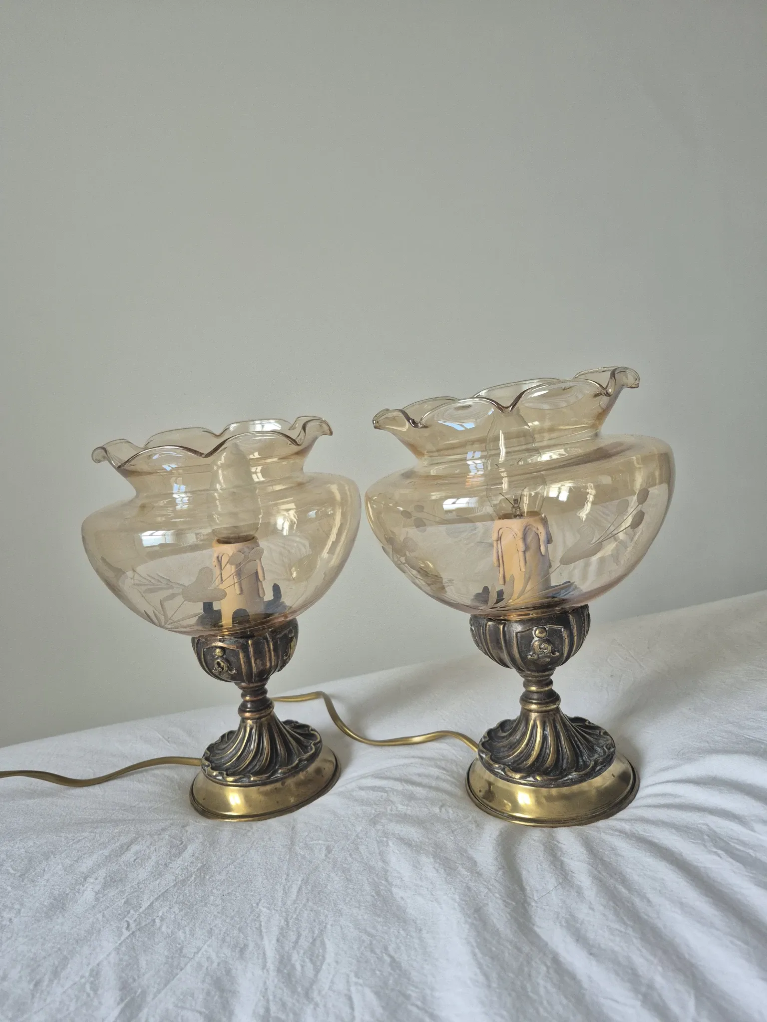 Pair of vintage Targetti bedside lamps - Candle bulb night lights