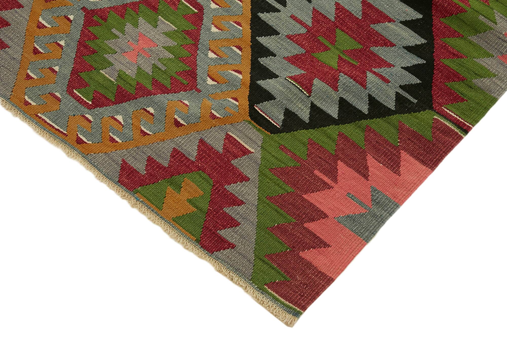 Turkish Handmade Vintage Anatolian Kilim 107 cm x 264 cm