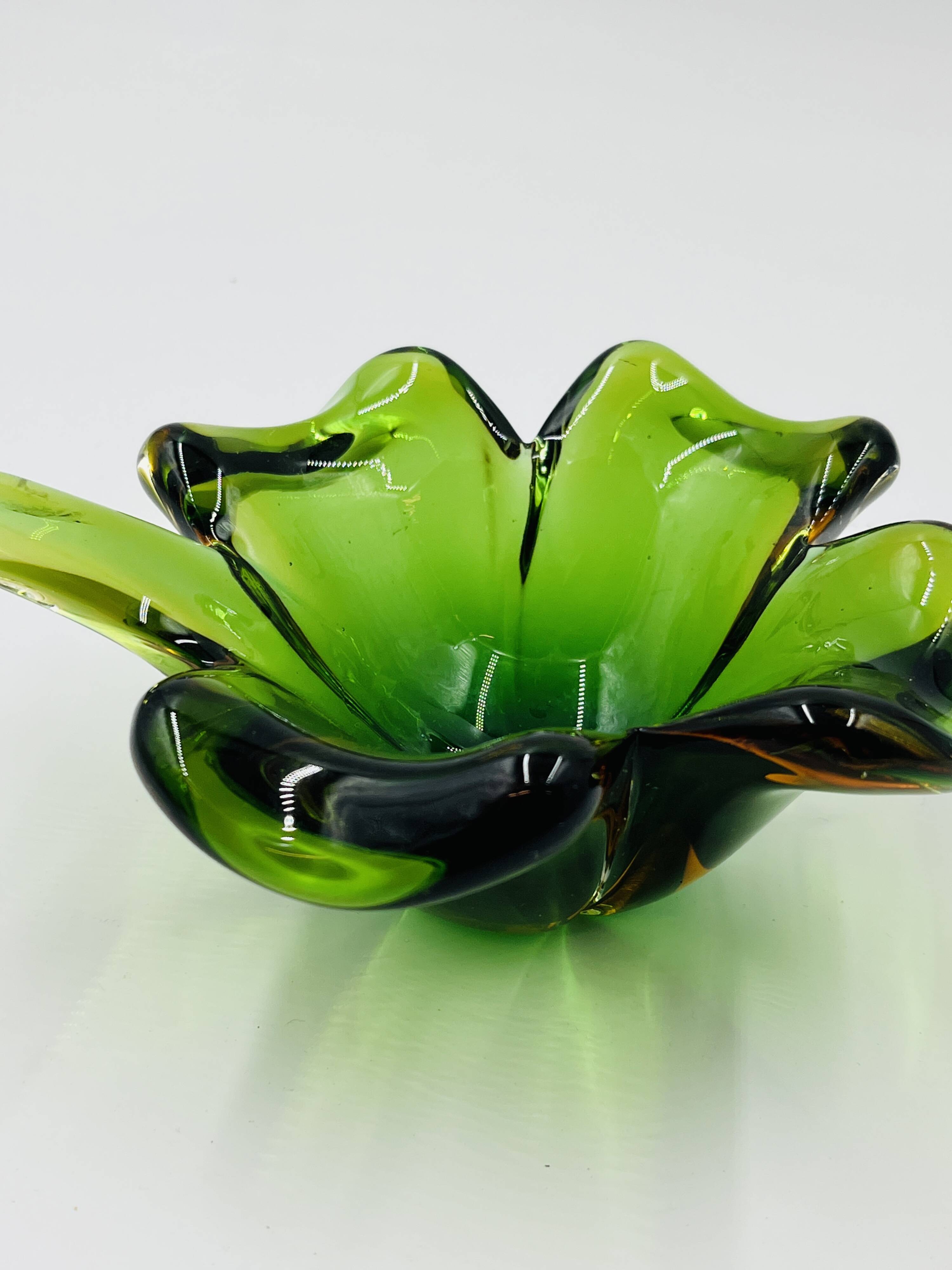 Biomorphic glass bowl from Murano attributed to Flavio Poli.