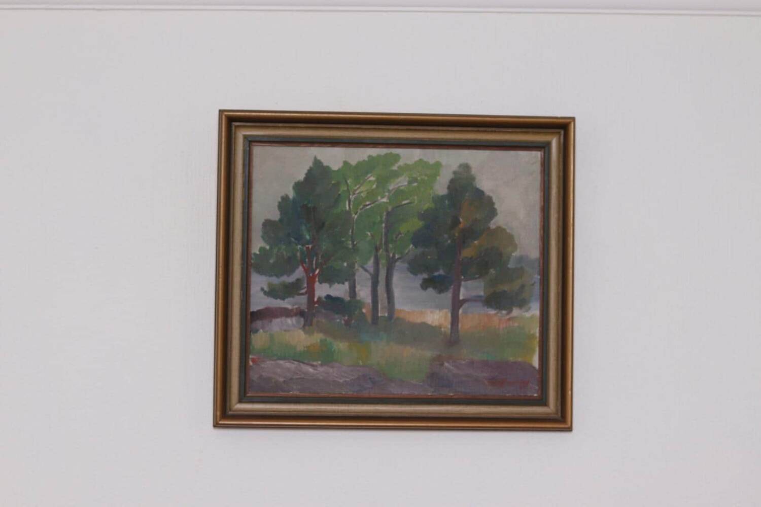 Original Mid Century Swedish Oil on Panel – “Trees, Landscape Motif” b