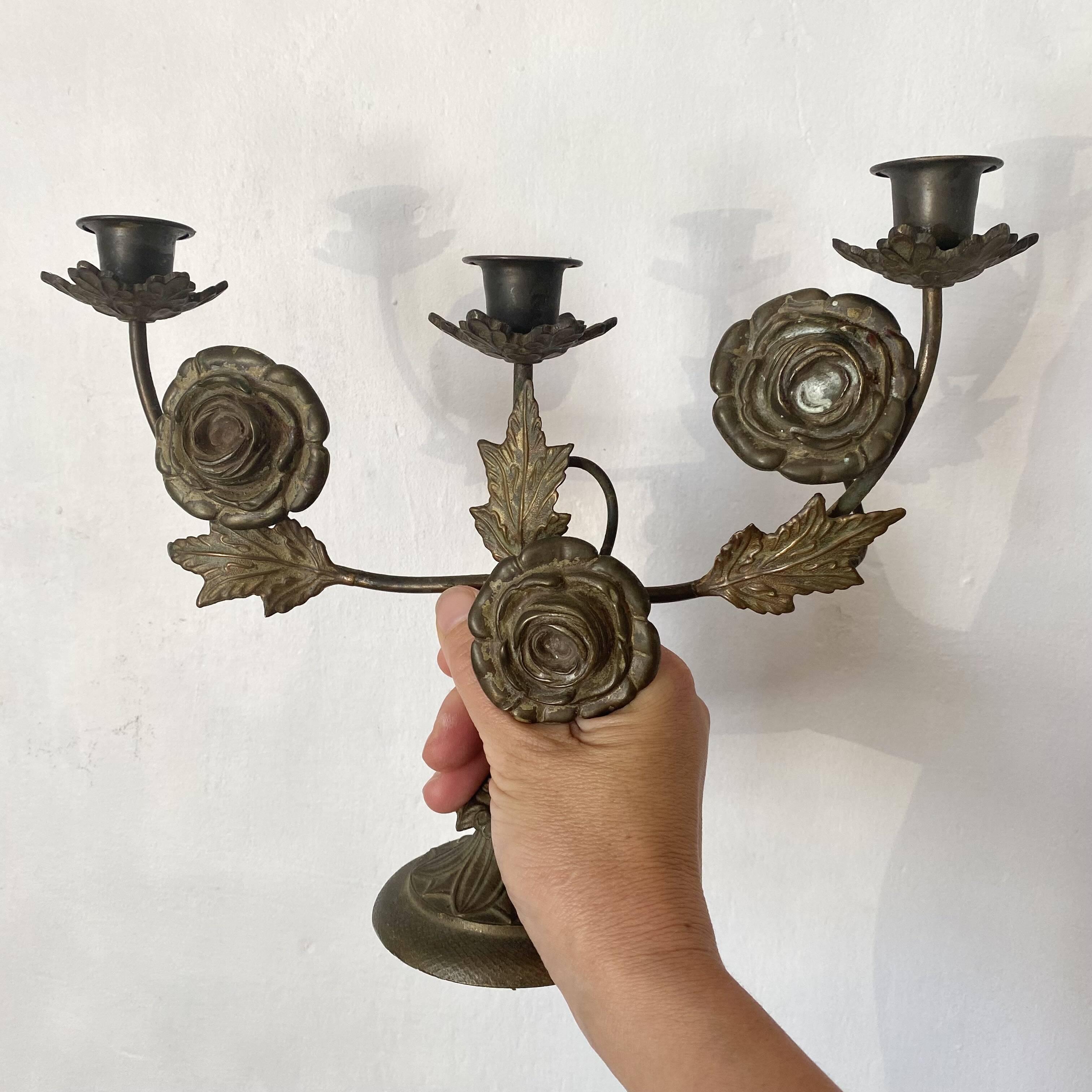 Antique 3-light 19th century candlestick