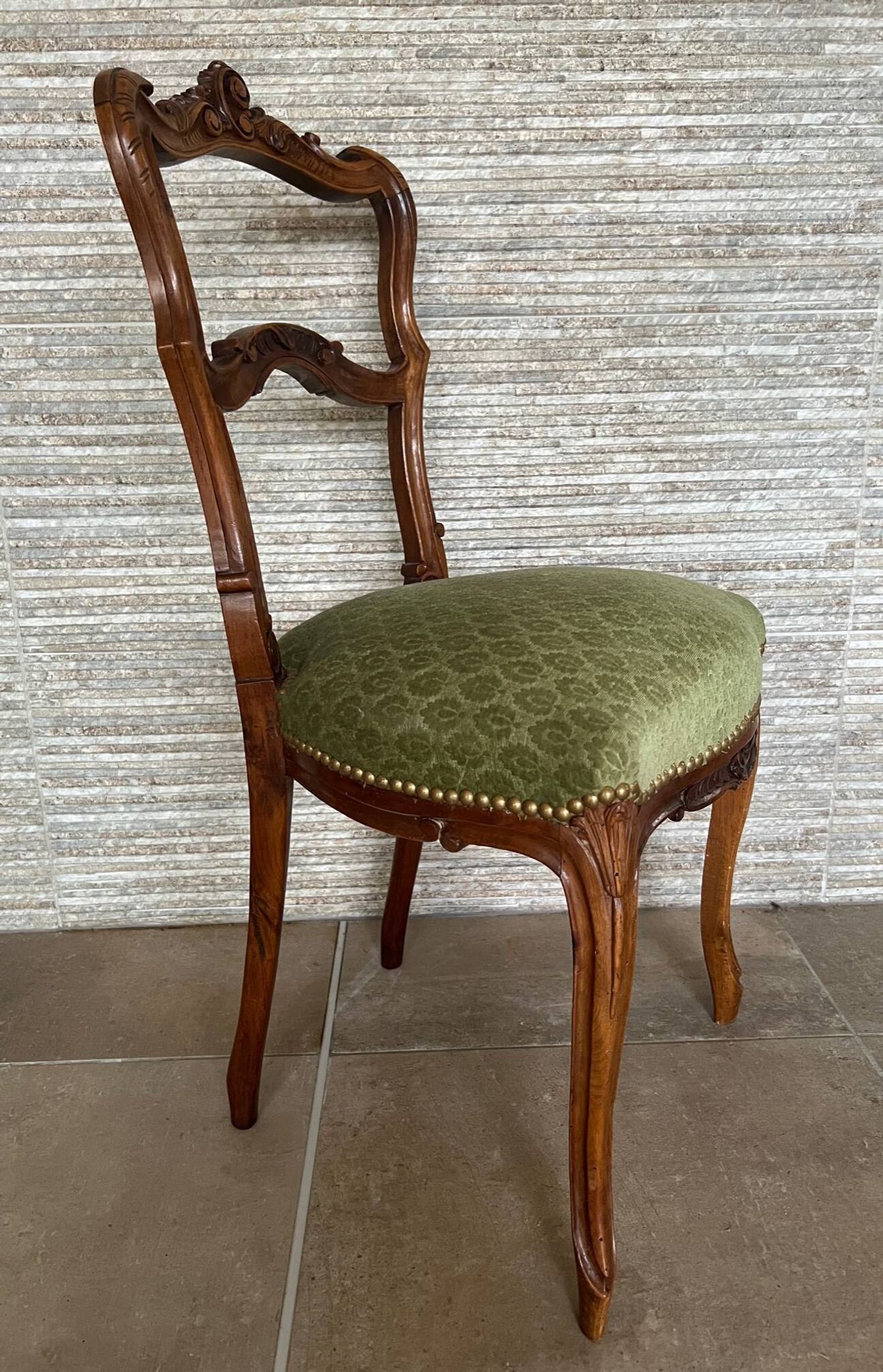 Pair of 19th century Louis XV style chairs, Napoleon III period in walnut