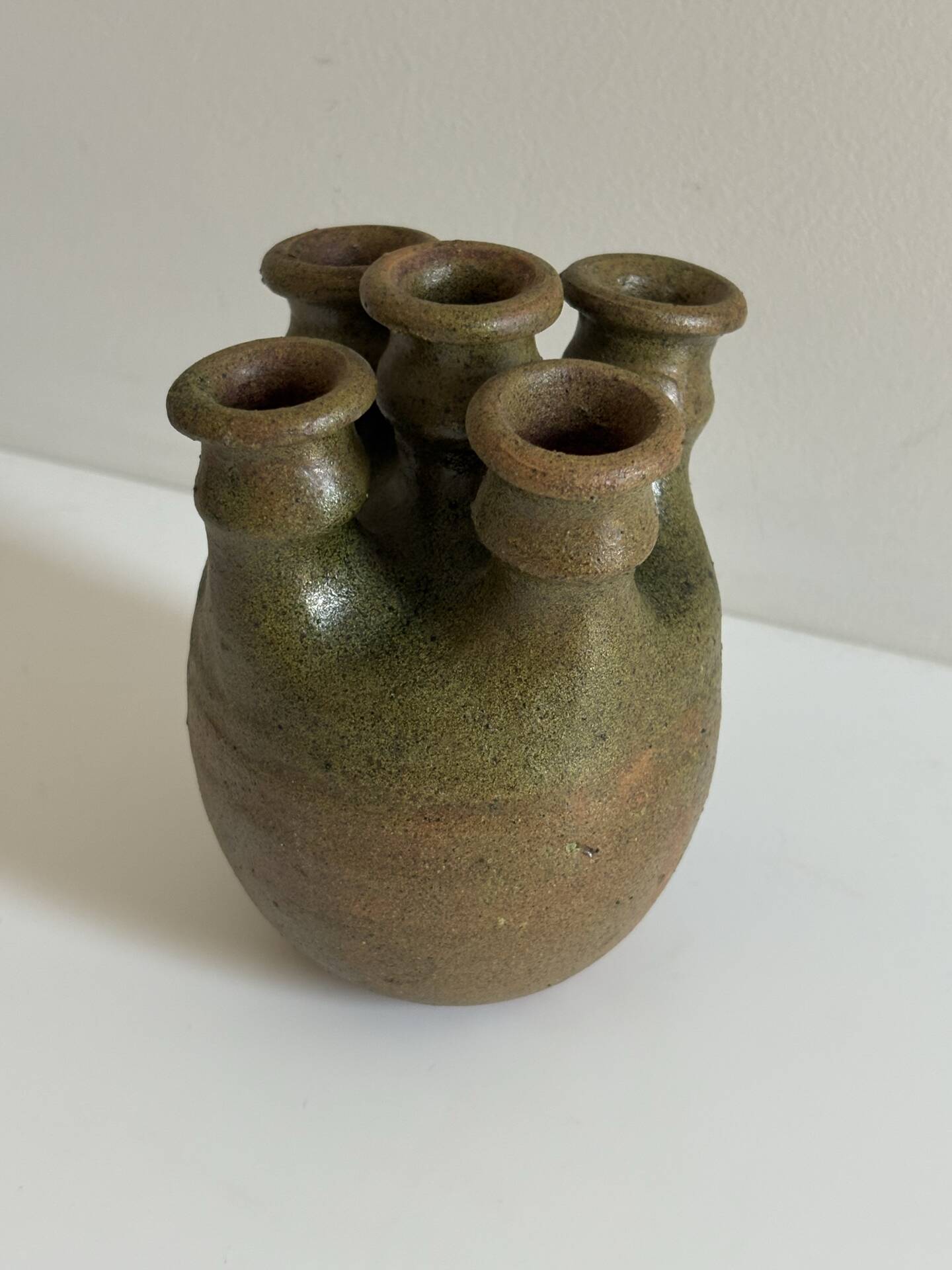 Vase with five necks in glazed stoneware