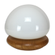 Mushroom lamp, white opaline on pine base