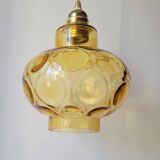 Amber faceted glass pendant light