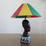 "African woman" lamp in matte black ceramic, 1950s-60s