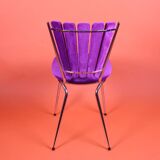 Chaise pétales velours violet 70s restaurée