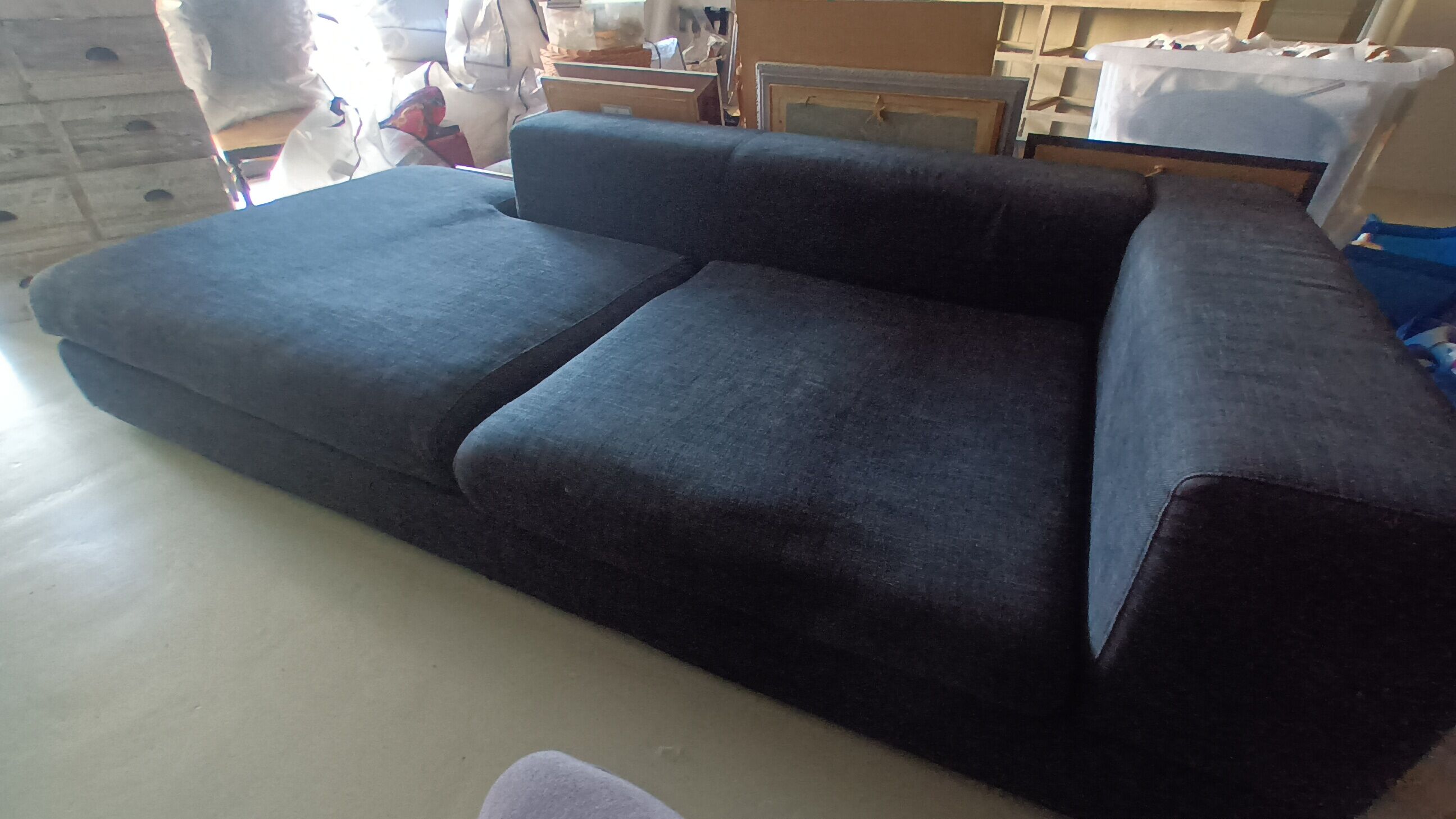 Sofa meridian black linen Crozatier 240 x 110