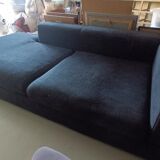 Sofa meridian black linen Crozatier 240 x 110