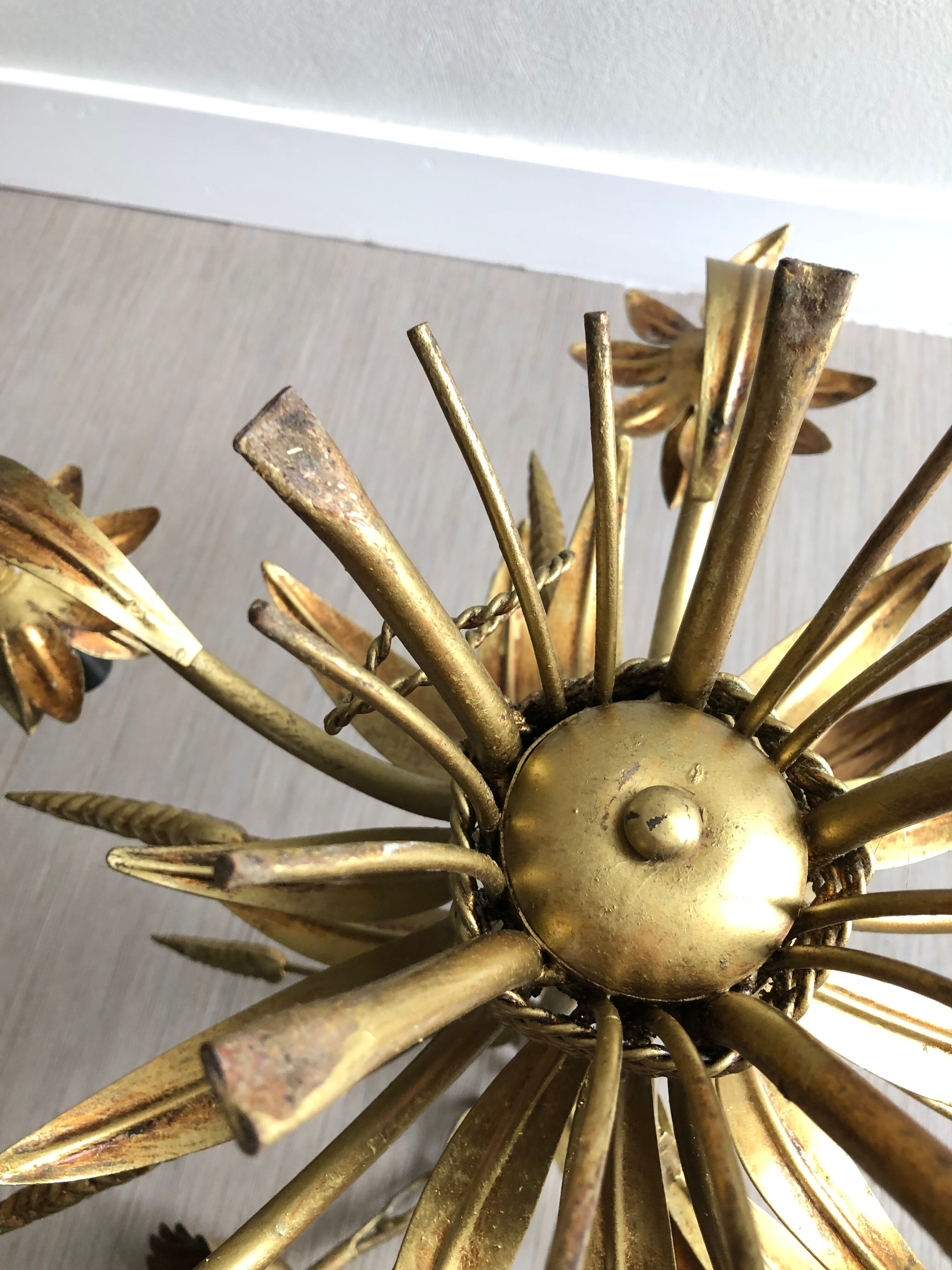 Golden wheat spike chandelier