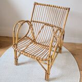 Fauteuil en rotin vintage