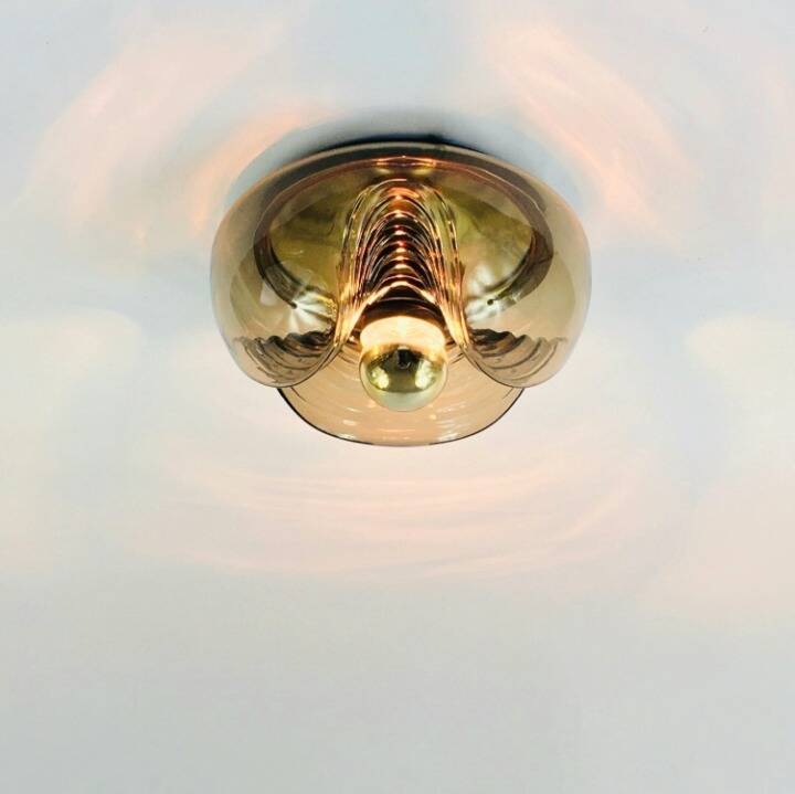 Space Age 'Wave'/'Futura' Glass Ceiling Light by Koch & Lowy for P&P, 1970s