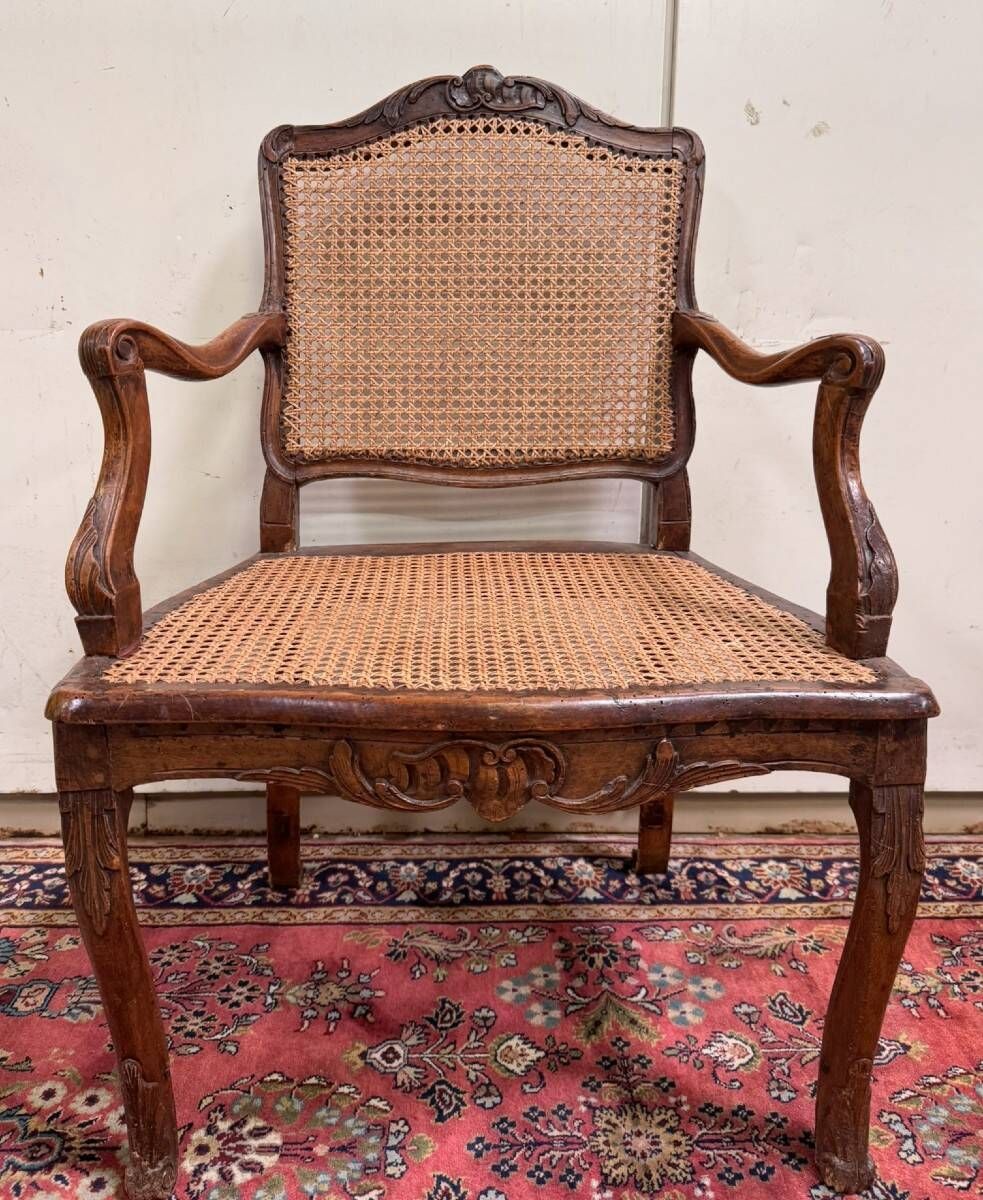 Louis XV style office chair in carved walnut