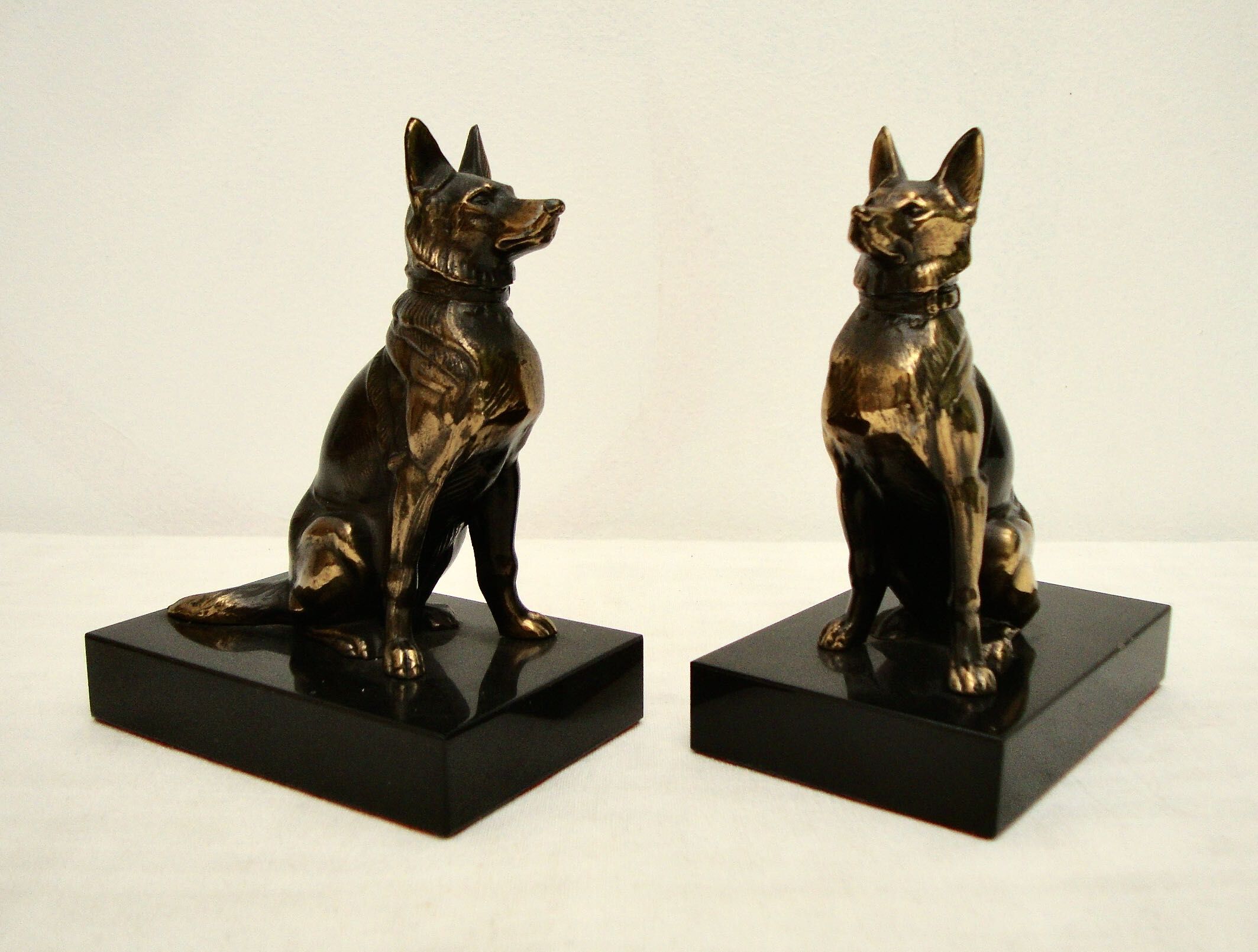 Brass dog bookends