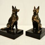 Brass dog bookends