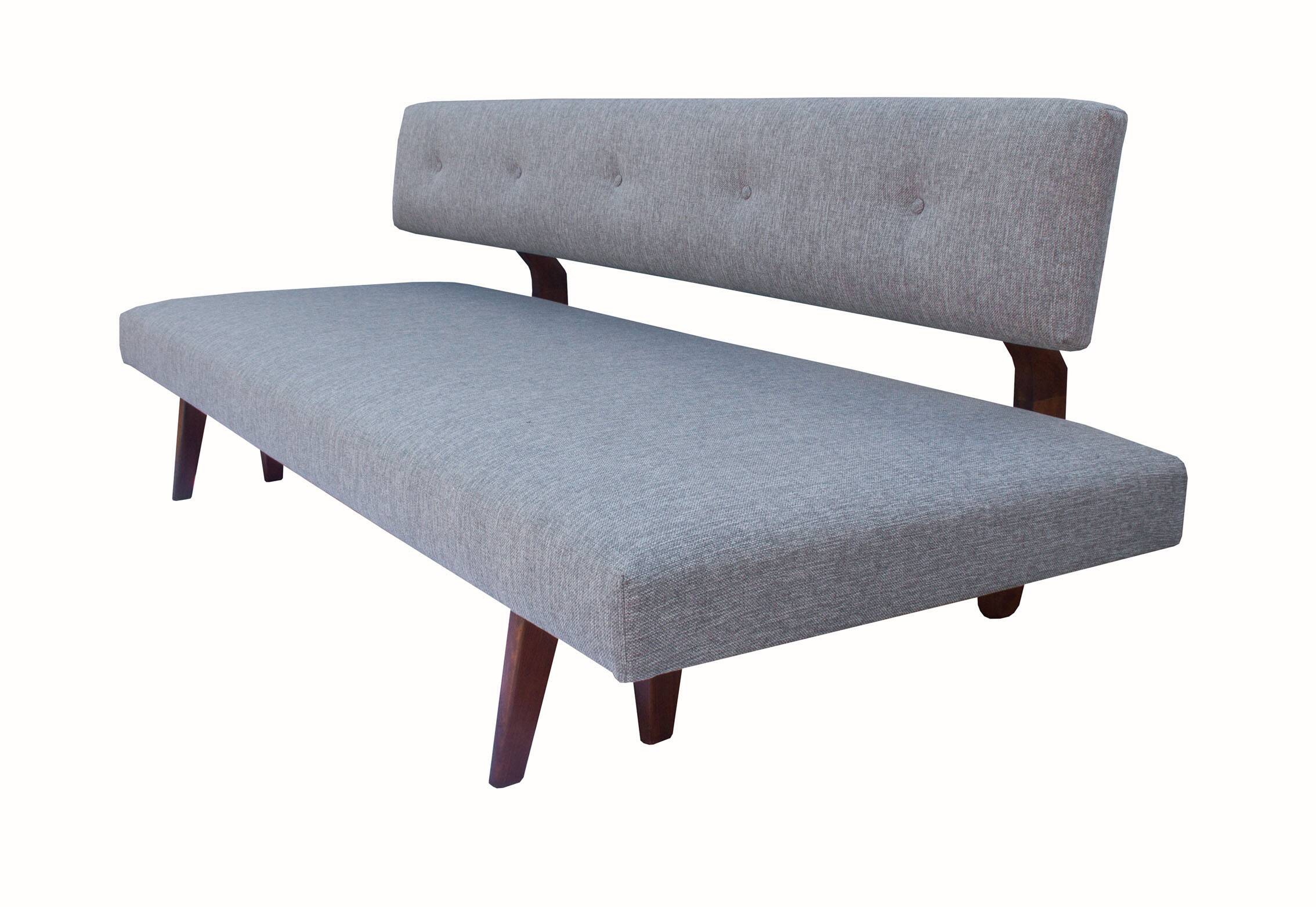 1950s daybed in grey, new polstery and fabric
