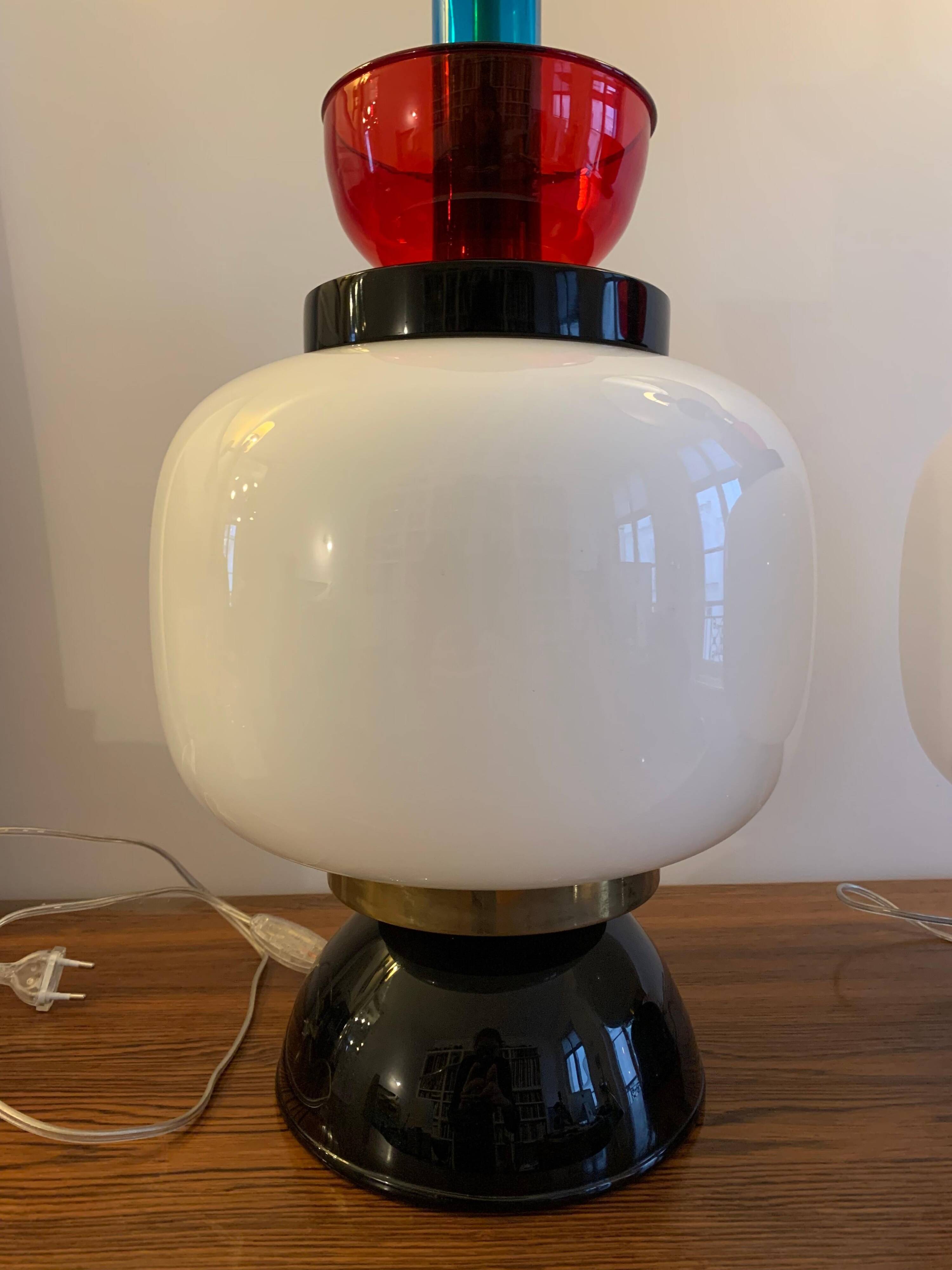 XXL table lamps in the style of Ettore Sottsass, made of Murano glass, Italy, 1970.
