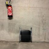 Eyrel folding chairs in chrome metal and imitation leather from the 70s