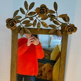 Art Deco mirror with rose and leaf decoration