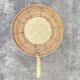 Round dessert bar in rattan and vinyl braided straw way