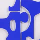 Antonine de Saint Pierre Blue lacquered metal sign. Contemporary