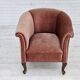 1960s, Danish lounge chair, salmon pink furniture velour, ash wood legs.