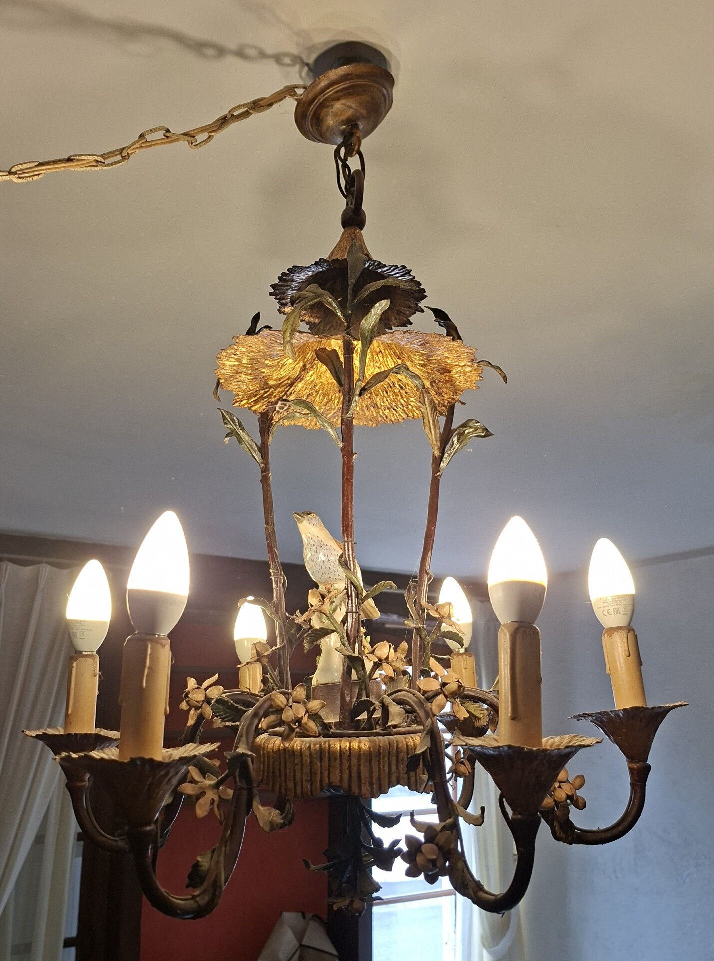 Lustre Naturaliste Aux Oiseaux, Fleurs Et Feuillages