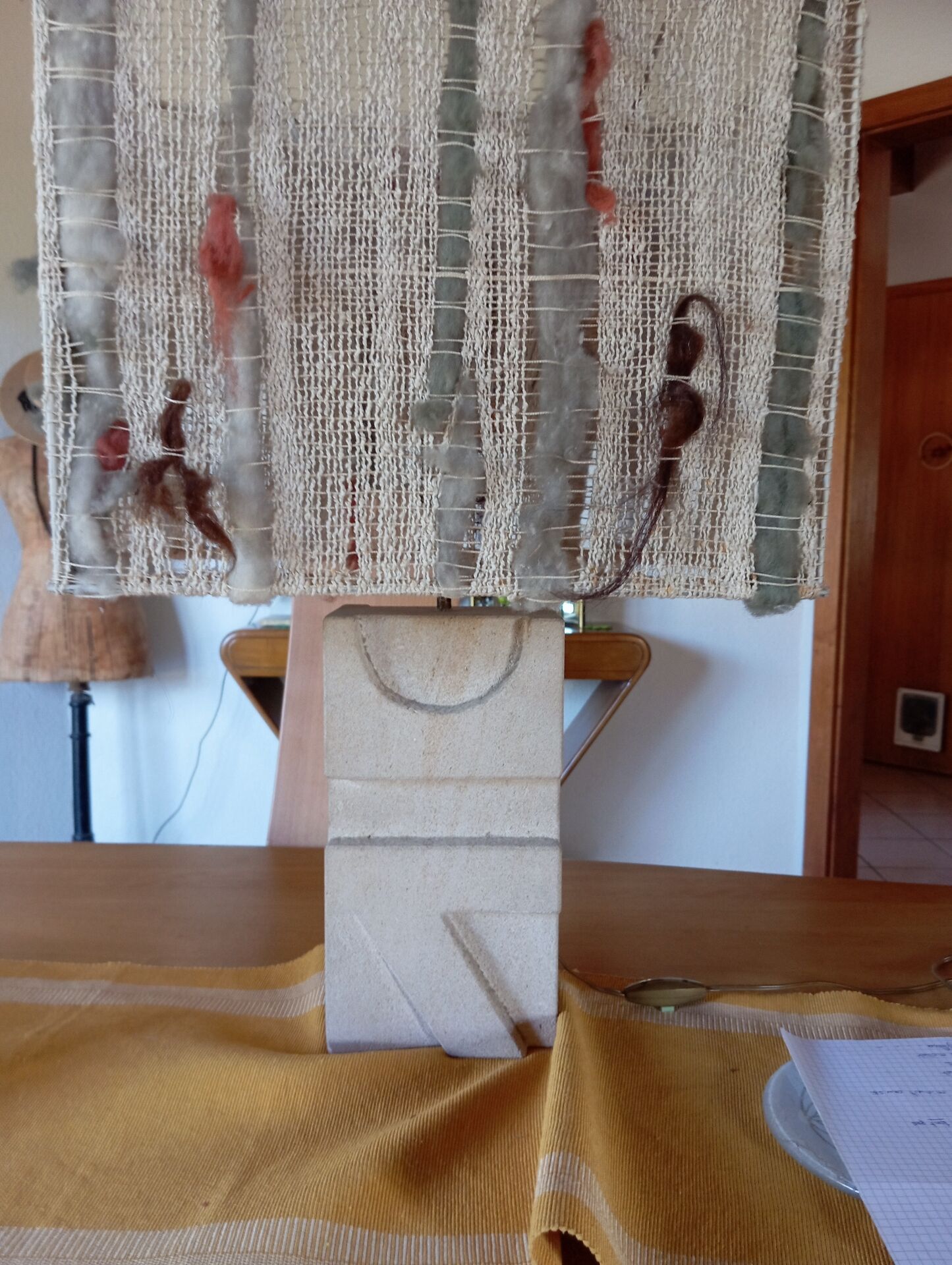Geometric sculpted stone lamp from the 60s-70s.