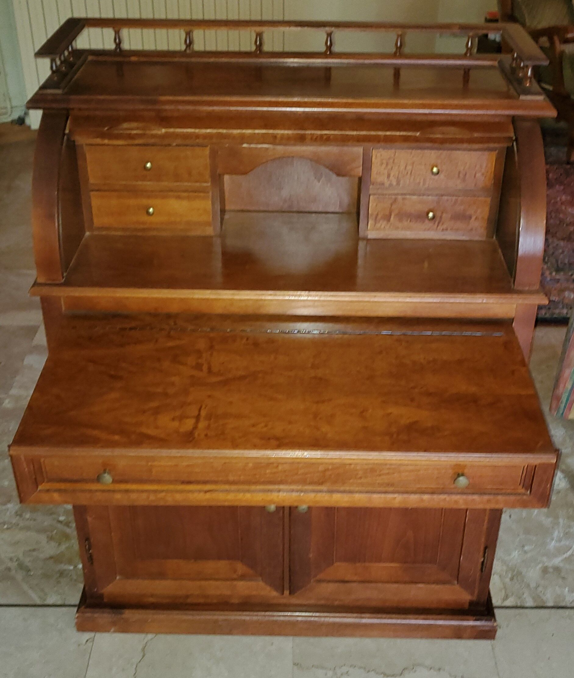Secretary desk with a teak curtain roll down