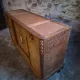Antique Louis XVI style buffet in burr elm with marble top, late 19th century.