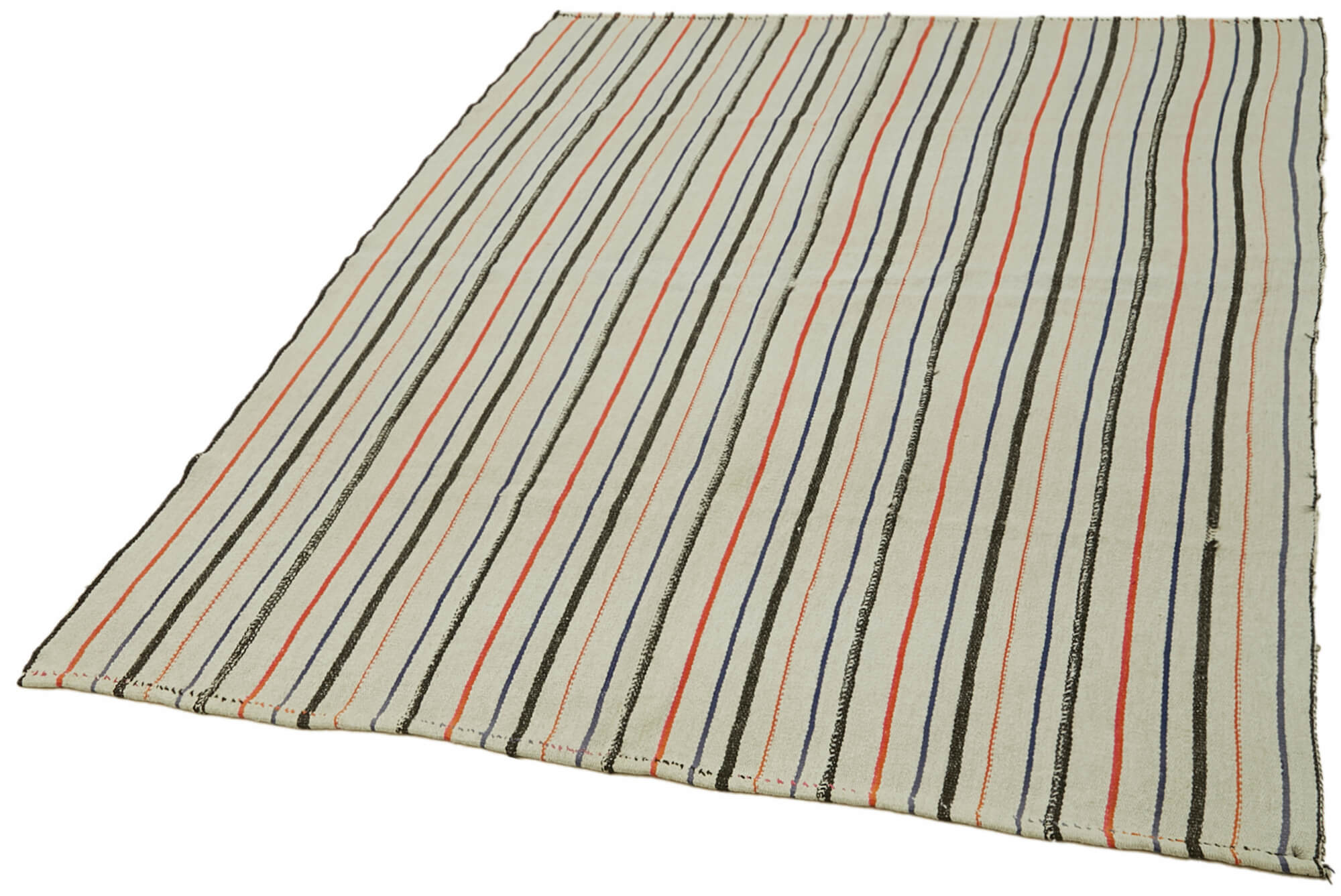 Handmade anatolian nomadic 1980s 165 cm x 231 cm multicolor hemp kilim carpet