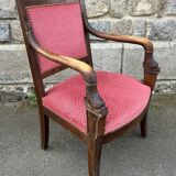 Paire de fauteuils Empire, Consulat, noyer et velours, XIXème s.