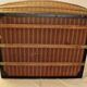 Curved trunk chest storage wood and canvas to scratches