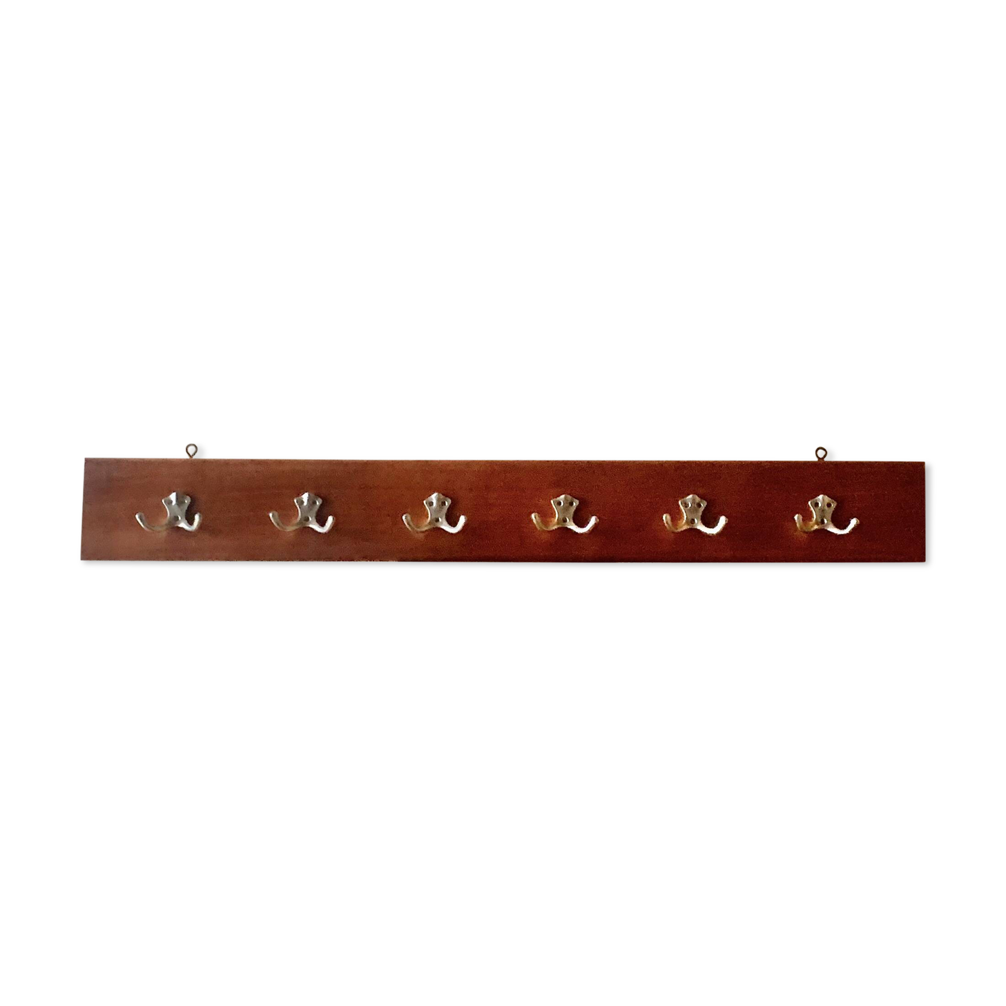 Vintage wooden wall coat rack - 6 double hooks