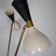 Italian brass lamppost 3 black diabolos spots - beiges mid-century style 1950s