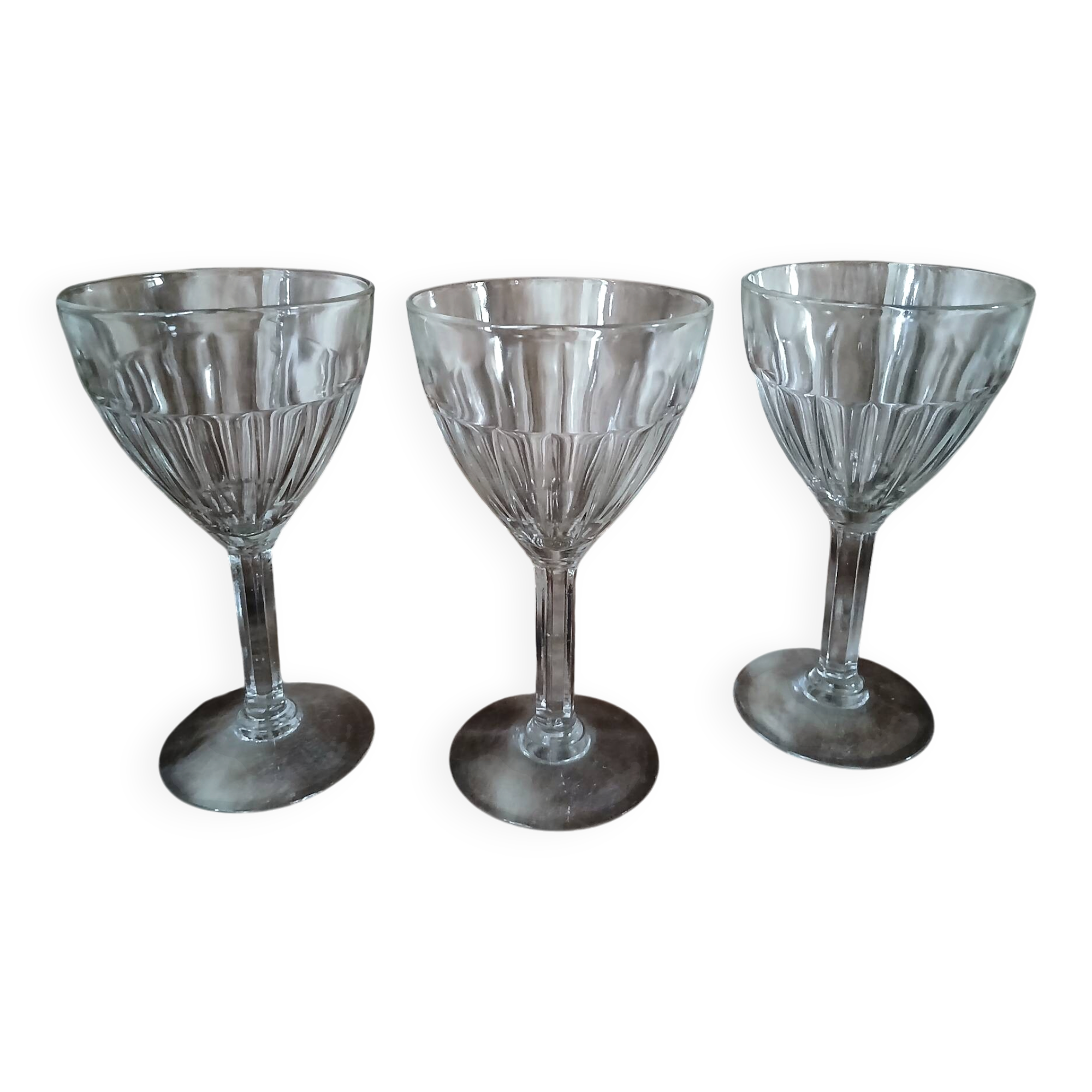3 vintage stemmed glasses