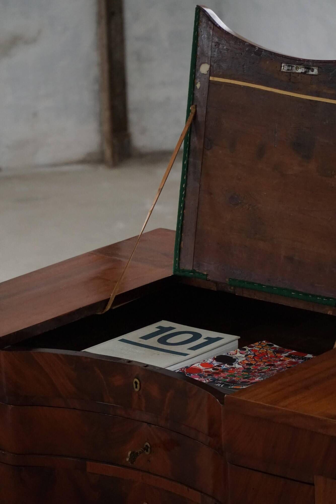 Antique mahogany desk, custom-made by a Danish cabinetmaker, early 1900s.