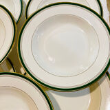 X7 assiettes à soupe en faïence liseret vert-Digoin Sarreguemines -rétro-vintage