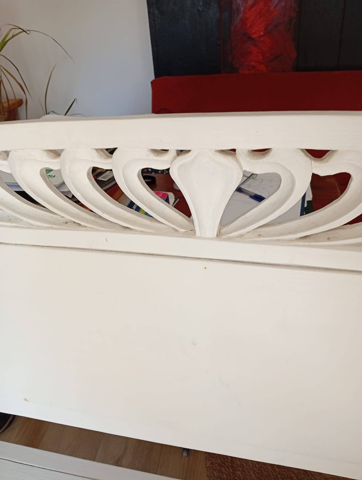 Art Nouveau wooden bench, colonial style, period, renovated.