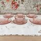 Lot de 6 tasses et sous-tasses en rosaline torsadée Arcoroc France