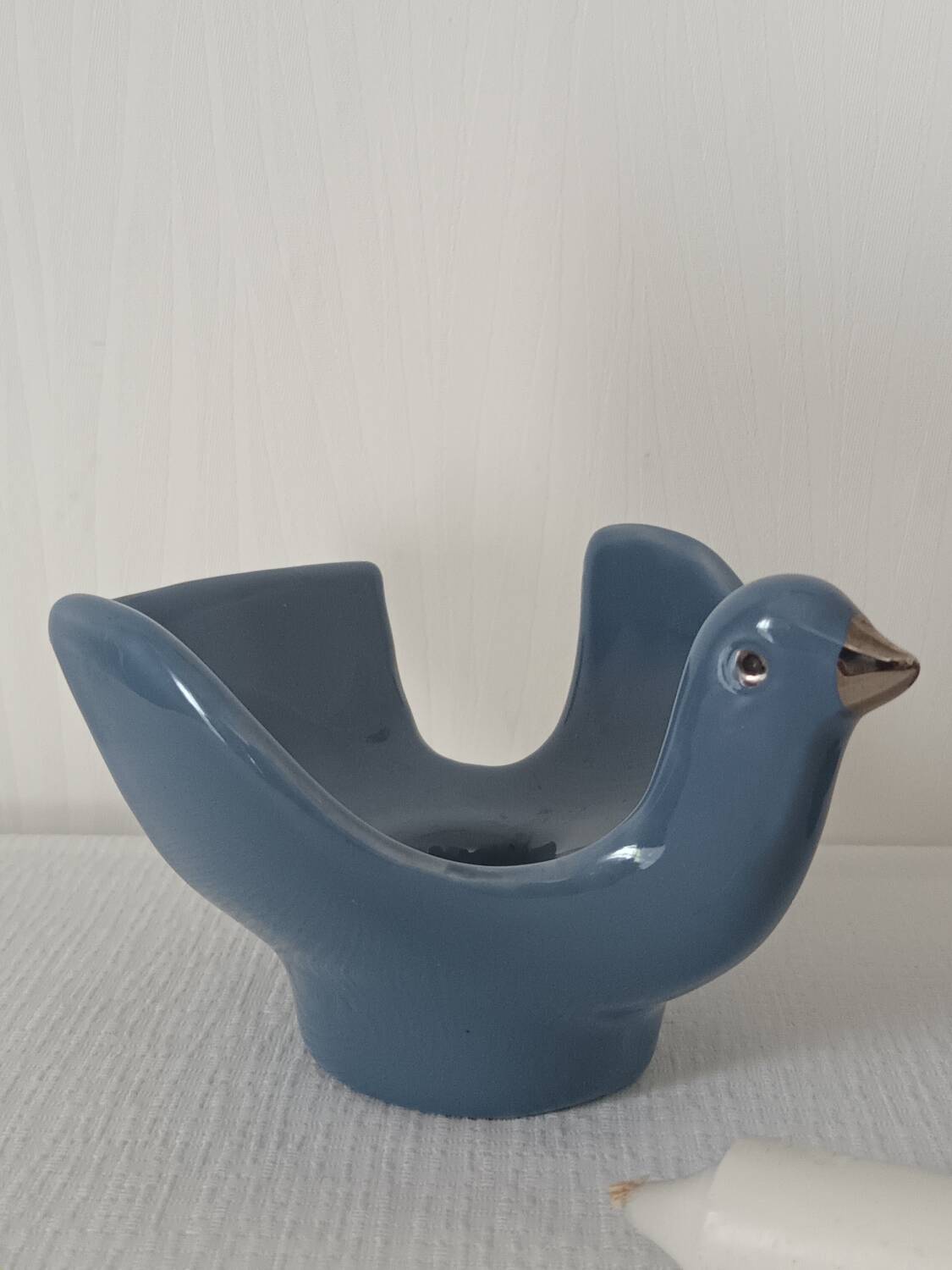 Pair of bird ceramic candle holders vintage Italy