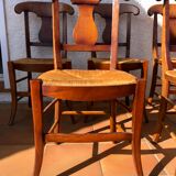 Chairs straw and wood cherry style directoire