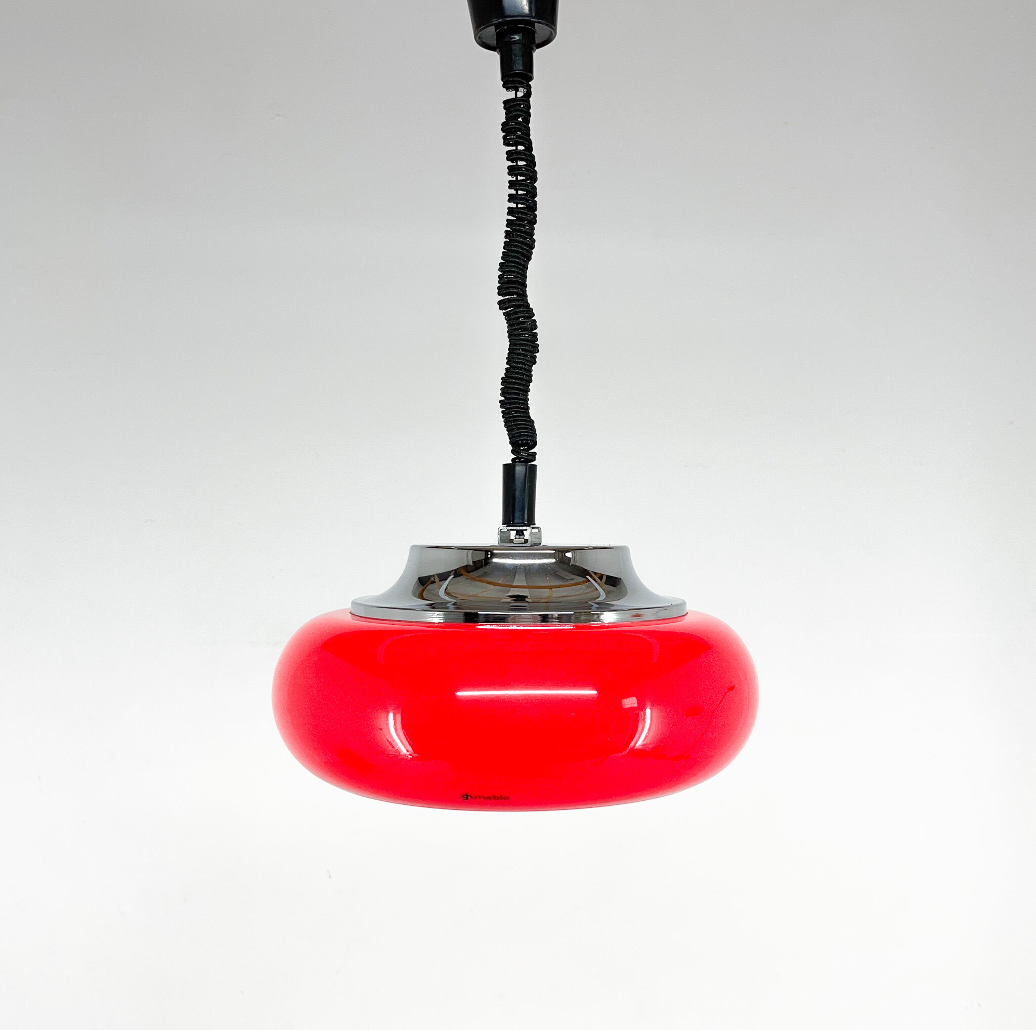 Mid century red pendant by Harvey Guzzini for Meblo, Italy