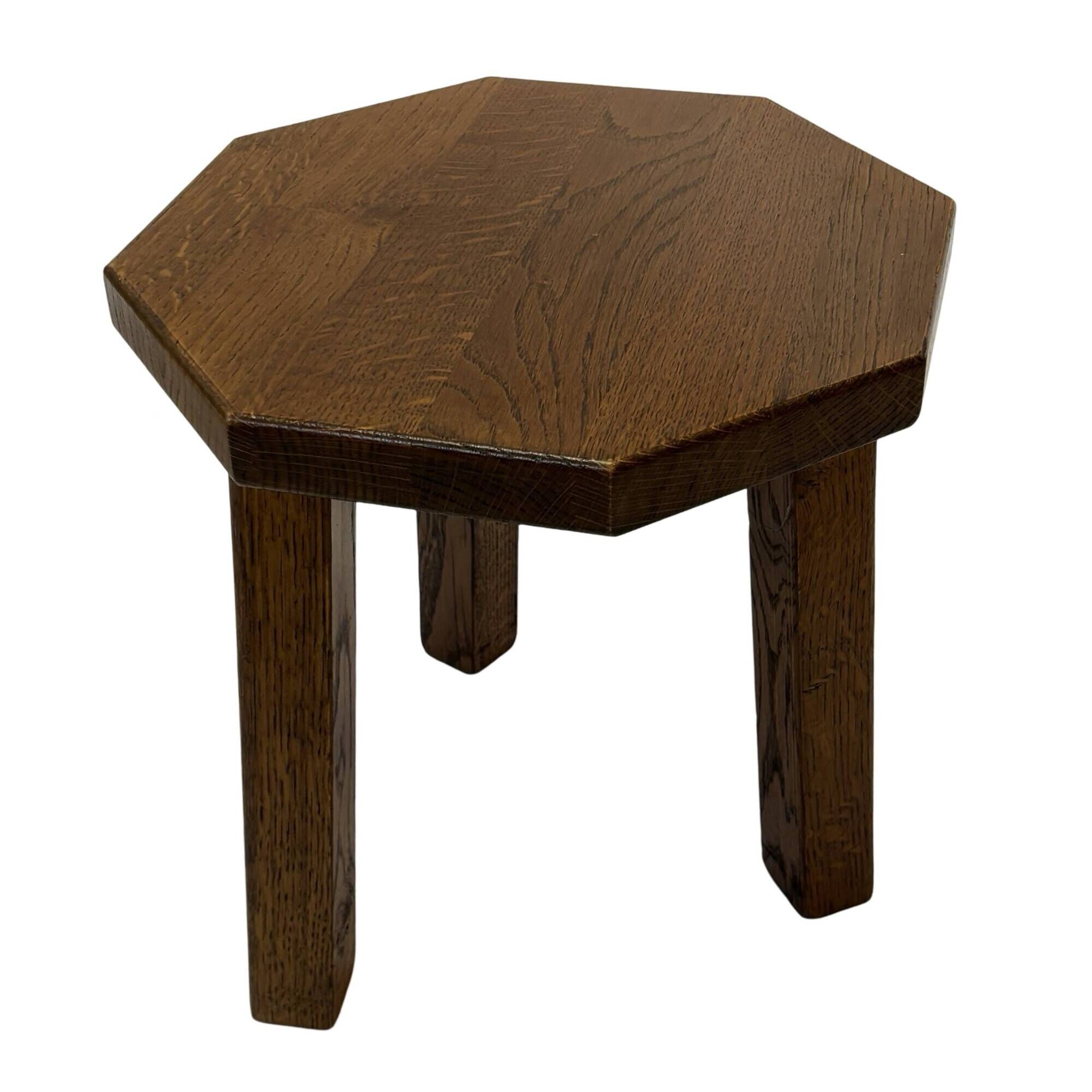 Tables d'appoint hexagonales brutalistes en chêne, années 1950, lot de 3
