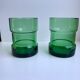 Set of a decanter and 6 glasses colored green bottle 70s
