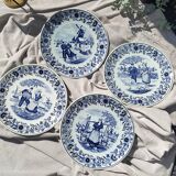 Set of 4 plates Delft Dutch rural life