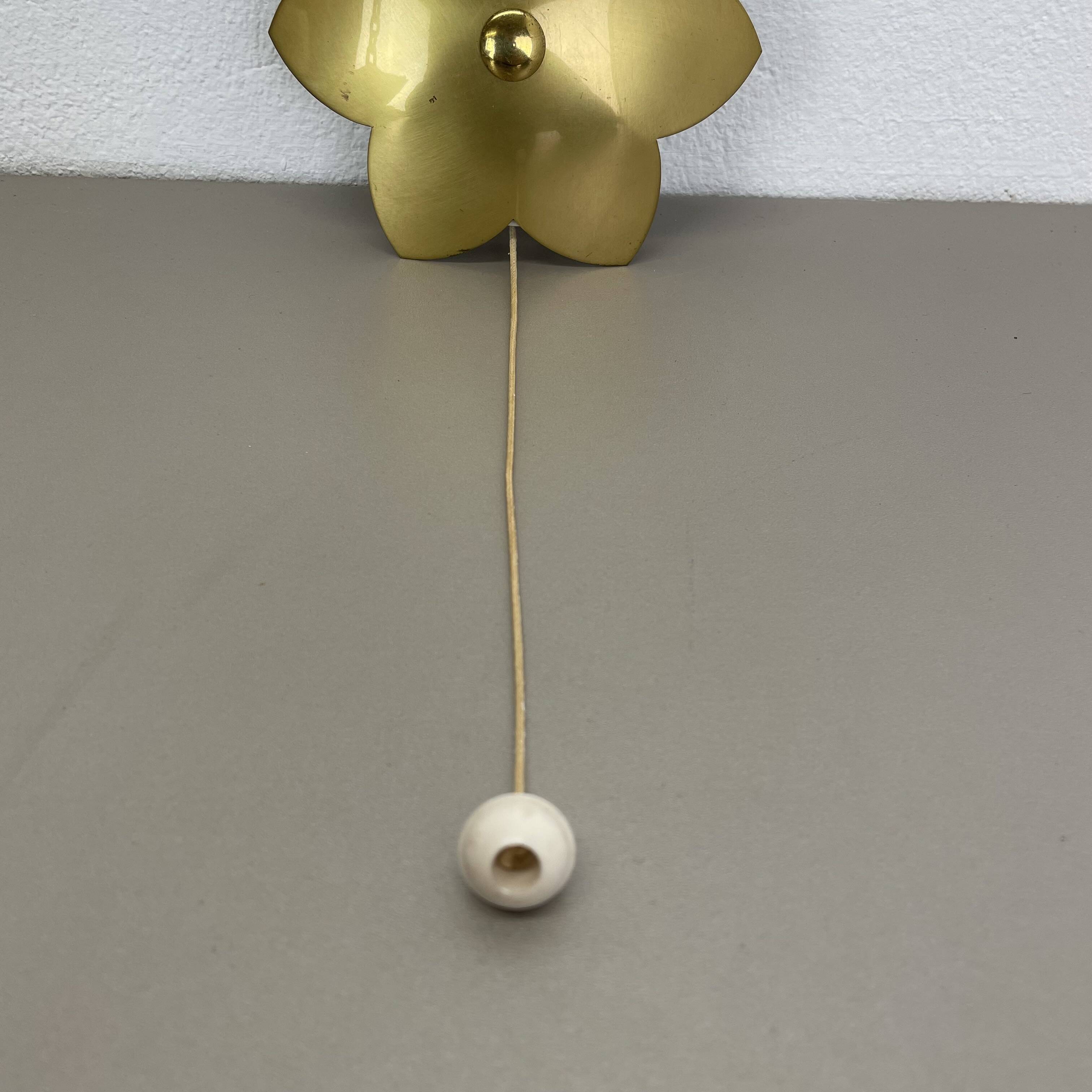 rare minimalist 33cm Brass Theatre Wall Light Sconce, Italy 1950s
