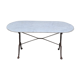 Restaurant bistro table in oval marble and decorated cast iron bases -1m51